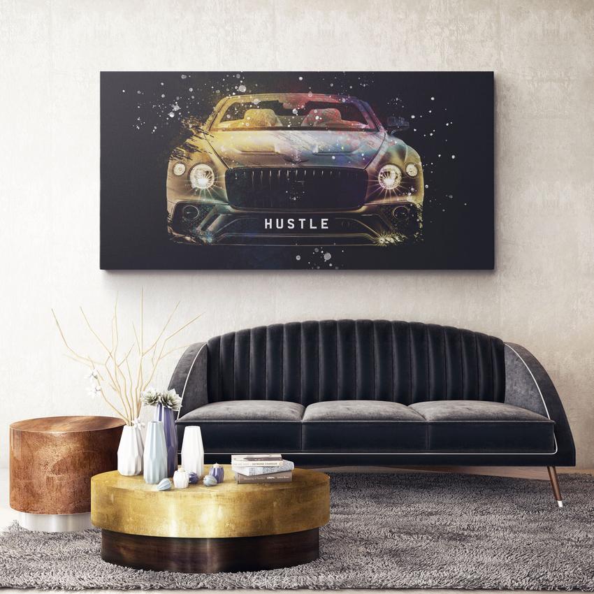 Discover Bentley Cars Canvas Art, Bentley Hustle, Luxury Sports Car Quotes Painting, BENTLEY HUSTLE by Original Greattness™ Canvas Wall Art Print