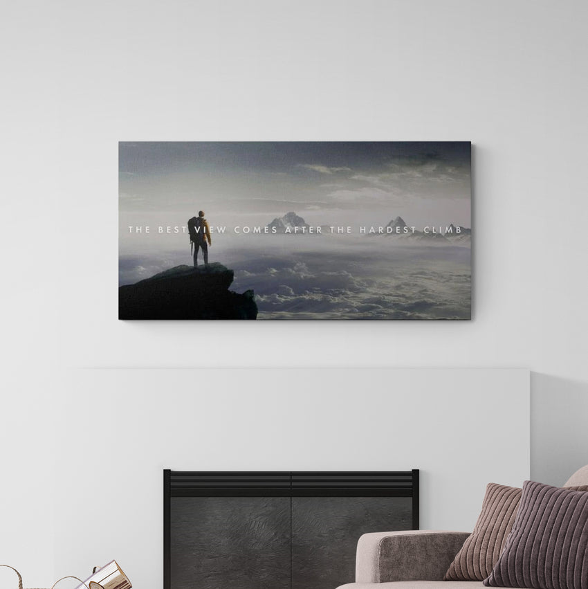 Discover Motivational Climb Canvas Art, The Climb, Inspirational Workspace Art Landscape Canvas, THE BEST VIEW by Original Greattness™ Canvas Wall Art Print