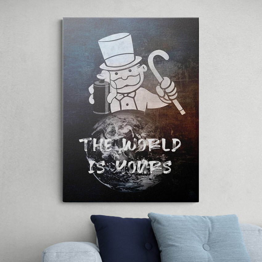 Discover Shop Mindset Wall Art, The World is Yours Modern Monopoly Graffiti Canvas Art, THE WORLD IS YOURS by Original Greattness™ Canvas Wall Art Print