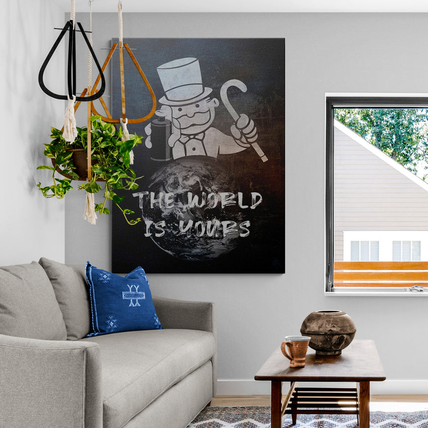 Discover Shop Mindset Wall Art, The World is Yours Modern Monopoly Graffiti Canvas Art, THE WORLD IS YOURS by Original Greattness™ Canvas Wall Art Print