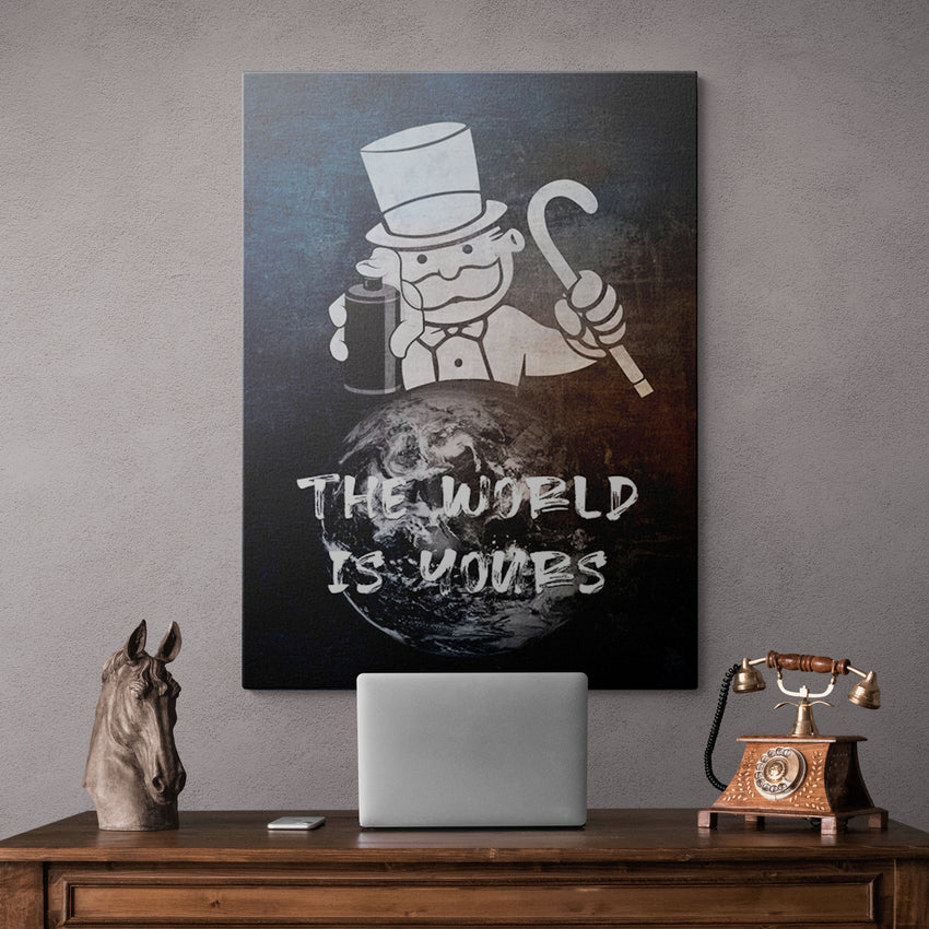 Discover Shop Mindset Wall Art, The World is Yours Modern Monopoly Graffiti Canvas Art, THE WORLD IS YOURS by Original Greattness™ Canvas Wall Art Print