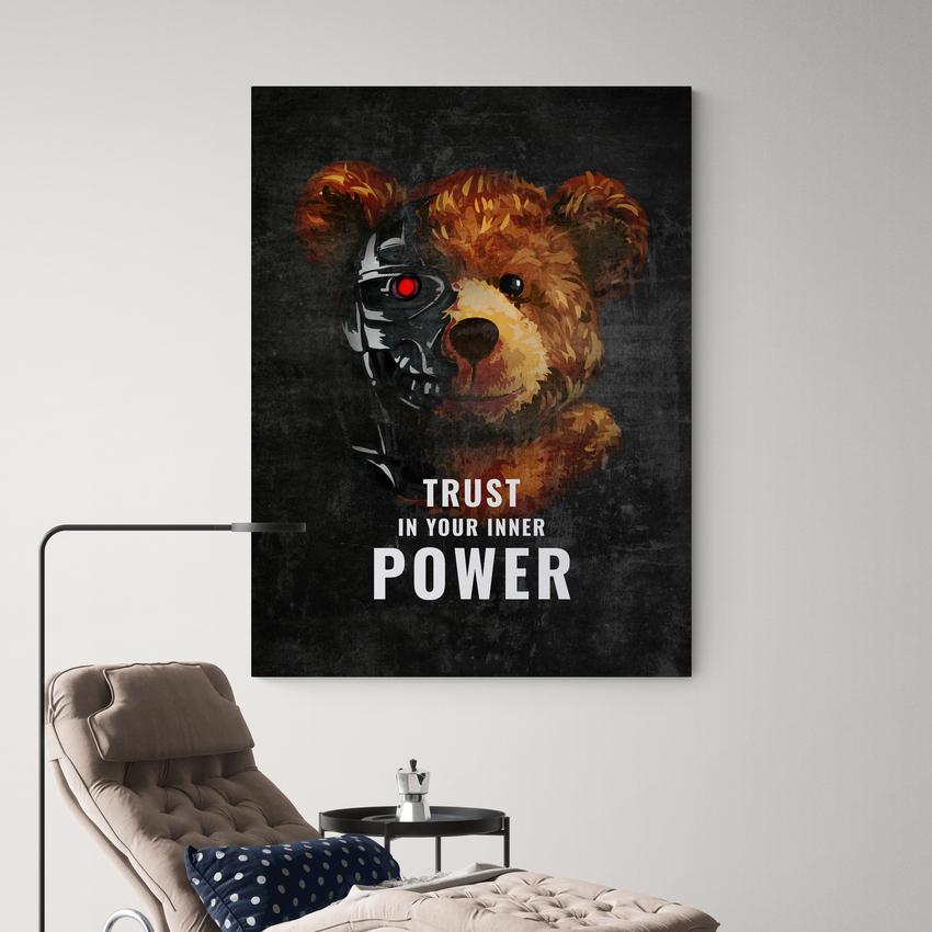 Discover Motivational Teddy Canvas Art, Inner Power Roboter Bear Quote Sign Canvas Wall Art, INNER POWER by Original Greattness™ Canvas Wall Art Print