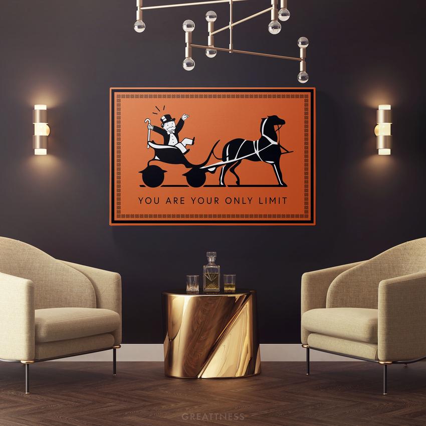 Discover Luxury Success Canvas Art, Luxury Hermes Orange Motivational Canvas Art, YOU ARE YOUR LIMIT by Original Greattness™ Canvas Wall Art Print