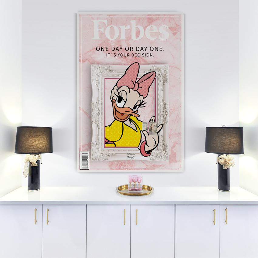 Discover Forbes Pink Wall Art, Forbes Daisy Duck Luxury Money Canvas Art, FORBES PINK PRIME by Original Greattness™ Canvas Wall Art Print