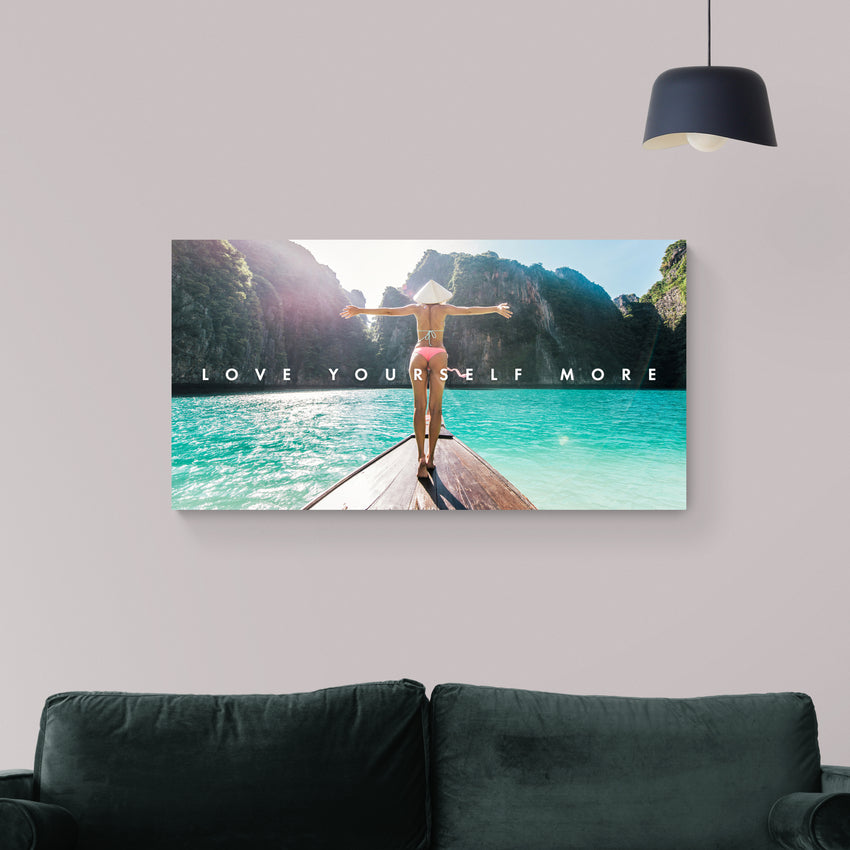 Discover Landscape Canvas Art, Women Boat Landscape Canvas Art, Love Yourself More, Love Yourself More by Original Greattness™ Canvas Wall Art Print