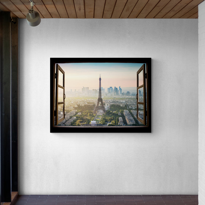 Discover Motivational Window Canvas Art, Paris Dreams Eiffel Tower Landscape Canvas Art , Paris Dreams by Original Greattness™ Canvas Wall Art Print