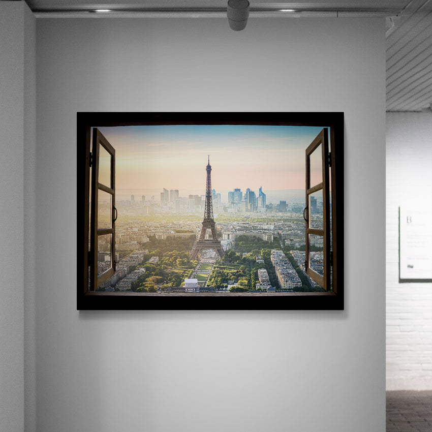 Discover Motivational Window Canvas Art, Paris Dreams Eiffel Tower Landscape Canvas Art , Paris Dreams by Original Greattness™ Canvas Wall Art Print