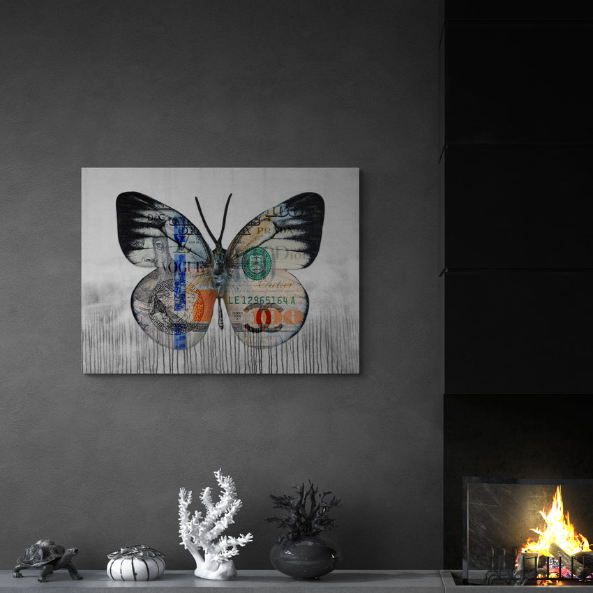 Discover Butterfly Money Wall Art, Butterfly Culture | Money Dollar Canvas Wall Art, BUTTERFLY CULTURE by Original Greattness™ Canvas Wall Art Print