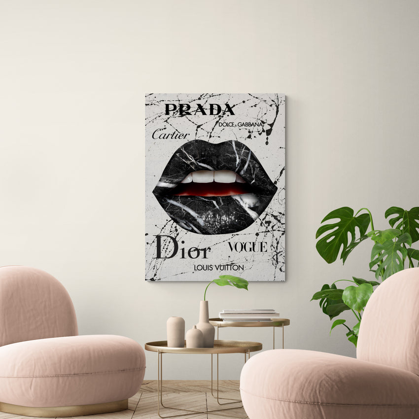 Discover Marble Lips Canvas Art, Luxury Marble Sexy Fashion Lips Artwork Designer Brands, LUXURY MARBLE LIPS by Original Greattness™ Canvas Wall Art Print