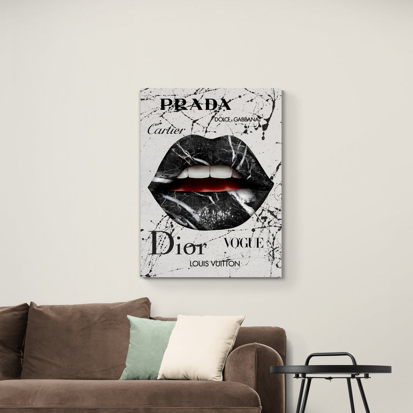 Discover Marble Lips Canvas Art, Luxury Marble Sexy Fashion Lips Artwork Designer Brands, LUXURY MARBLE LIPS by Original Greattness™ Canvas Wall Art Print