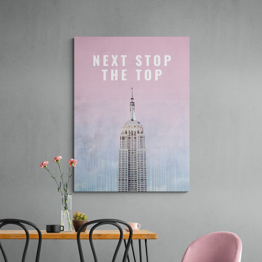 Discover Shop Success Canvas Art, Empire State Building Motivational Canvas Wall Art, Next Stop The Top by Original Greattness™ Canvas Wall Art Print