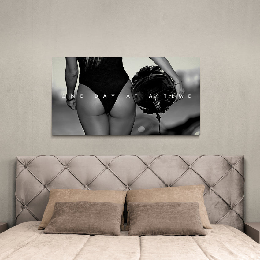 Discover Women Canvas Wall Art, Sexy Booty Butt Half Nude Biker Women Canvas Art, One Day at a Time by Original Greattness™ Canvas Wall Art Print