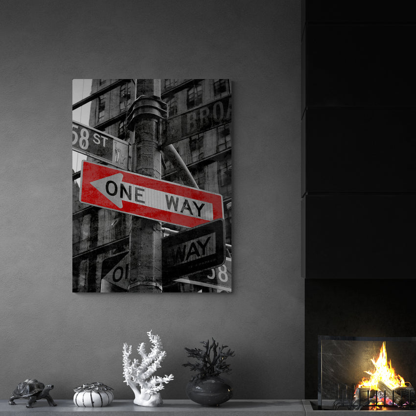 Discover Shop New York Canvas Art, One Way New York Street Vintage Canvas Wall Art , One Way New York by Original Greattness™ Canvas Wall Art Print