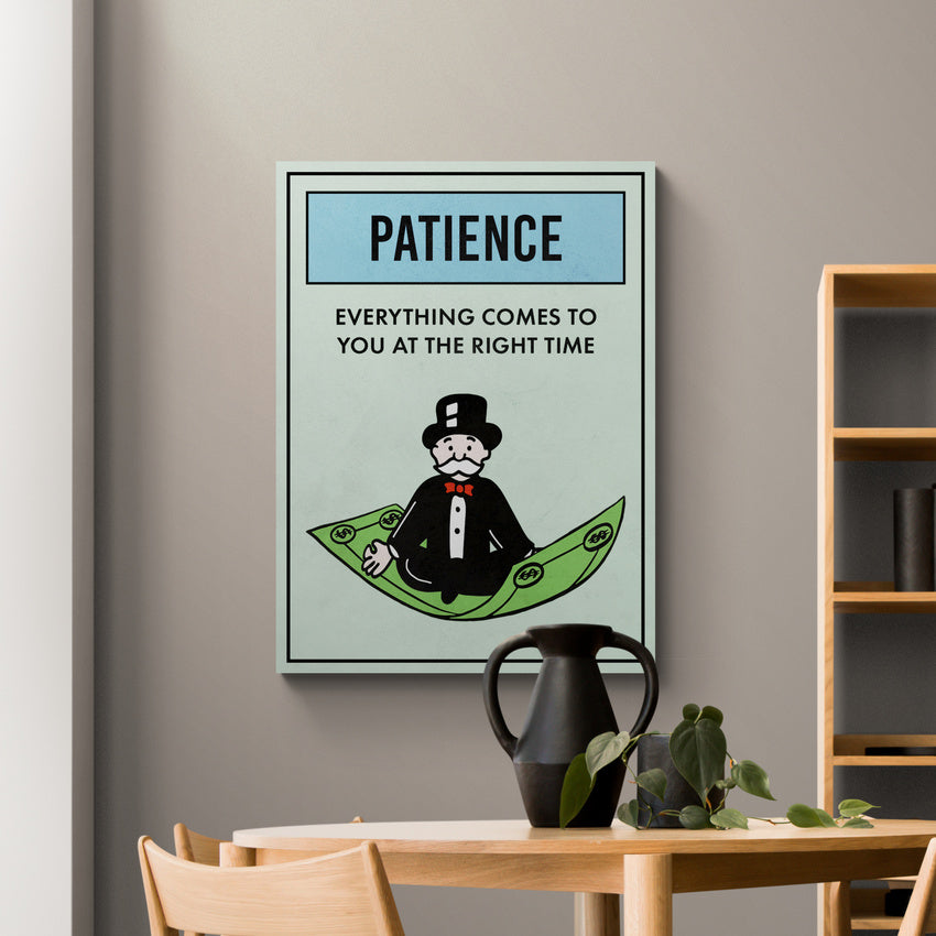 Discover Shop Monopoly Property Canvas Art, Motivational Monopoly Properties Card Artwork, MONOPOLY PROPERTY - PATIENCE by Original Greattness™ Canvas Wall Art Print