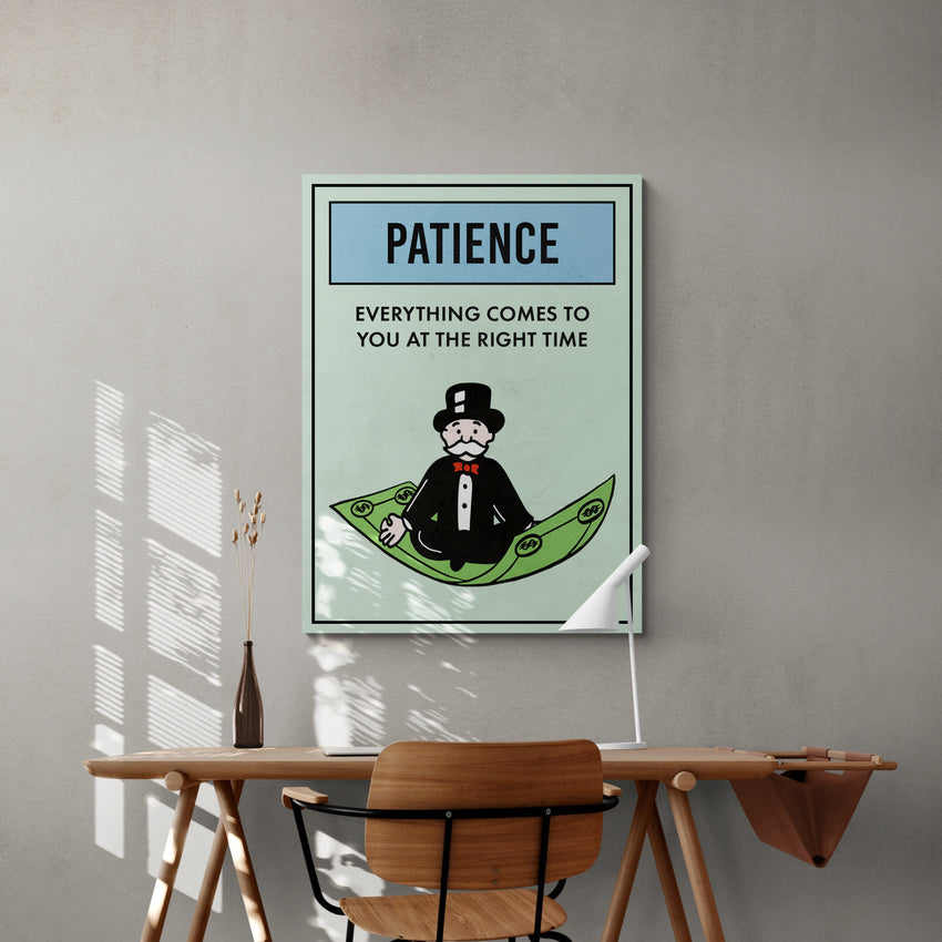 Discover Shop Monopoly Property Canvas Art, Motivational Monopoly Properties Card Artwork, MONOPOLY PROPERTY - PATIENCE by Original Greattness™ Canvas Wall Art Print