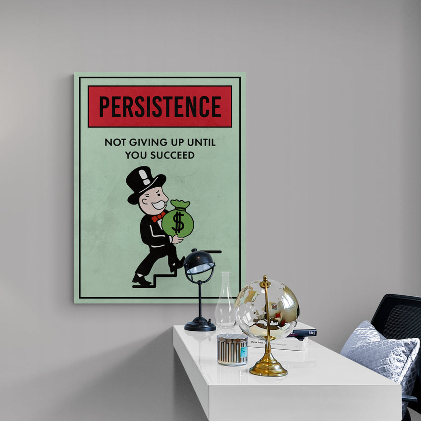 Discover Shop Monopoly Property Canvas Art, Motivational Monopoly Properties Card Quote Canvas Art, MONOPOLY PROPERTY - PERSISTENCE by Original Greattness™ Canvas Wall Art Print