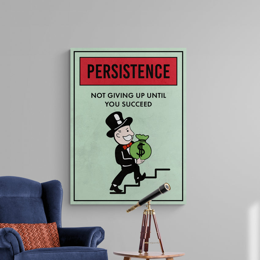 Discover Shop Monopoly Property Canvas Art, Motivational Monopoly Properties Card Quote Canvas Art, MONOPOLY PROPERTY - PERSISTENCE by Original Greattness™ Canvas Wall Art Print