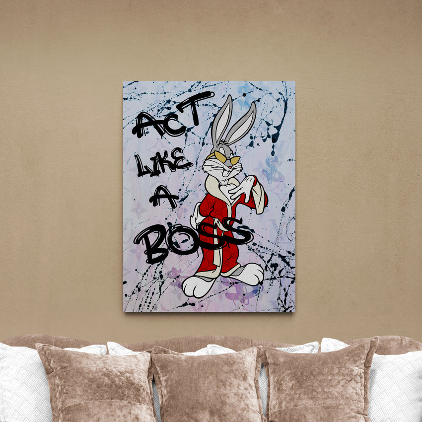 Discover Bugs Bunny Premium Wall Art, Act like a Boss - Bugs Bunny Canvas Art | Motivational Wall Art , Act like a Boss by Original Greattness™ Canvas Wall Art Print