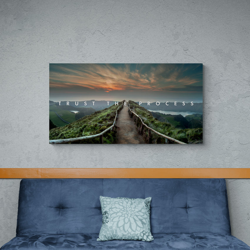 Discover Shop Landscape Ocean Wall Art, Walkway Landscape Quote Motivational Canvas Art, Trust the Process by Original Greattness™ Canvas Wall Art Print